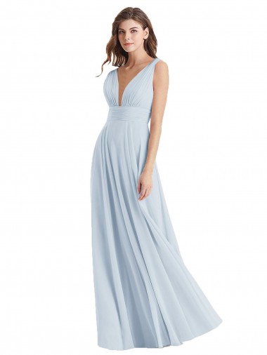 Seeglas A-Linien V-Ausschnitt Chiffon Lange Brautjungfernkleider Hersteller