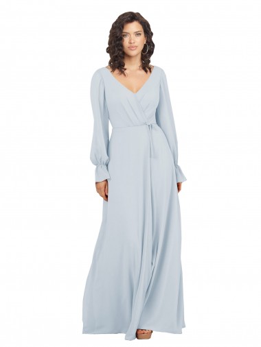 Seeglas A-Linien V-Ausschnitt Chiffon Lange Brautjungfernkleider Hersteller
