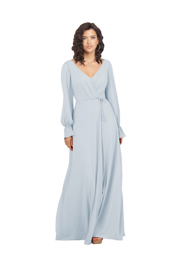 Seeglas A-Linien V-Ausschnitt Chiffon Lange Brautjungfernkleider Hersteller