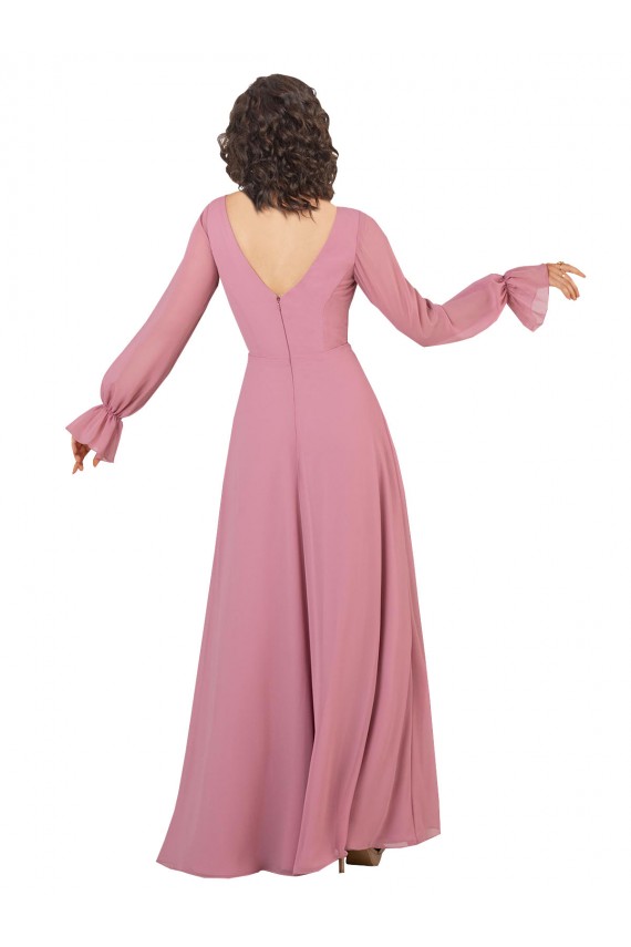 Seeglas A-Linien V-Ausschnitt Chiffon Lange Brautjungfernkleider Hersteller