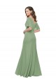 Seegras A-Linien V-Ausschnitt Chiffon Lange Brautjungfernkleider Hersteller