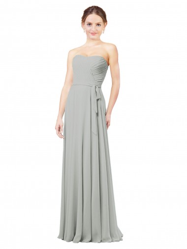 Silber A-Linien Chiffon Lange Brautjungfernkleider Hersteller