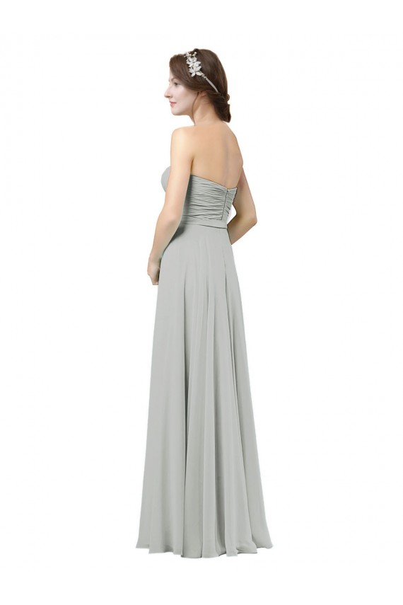 Silber A-Linien Chiffon Lange Brautjungfernkleider Hersteller