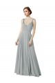 Silber A-Linien V-Ausschnitt Chiffon Lange Brautjungfernkleider Hersteller