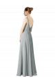 Silber A-Linien V-Ausschnitt Chiffon Lange Brautjungfernkleider Hersteller