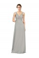 Silber A-Linien V-Ausschnitt Chiffon Lange Brautjungfernkleider Hersteller