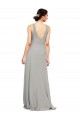 Silber A-Linien V-Ausschnitt Chiffon Lange Brautjungfernkleider Hersteller