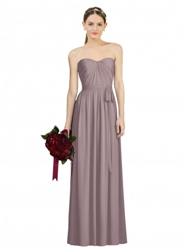 Staubige Rose A-Linien Chiffon Lange Brautjungfernkleider Hersteller