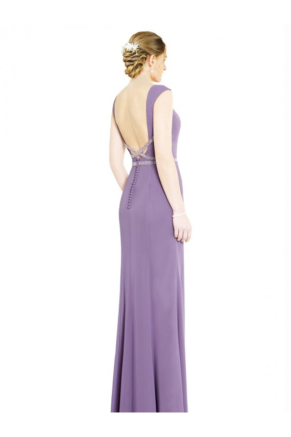 Staubiger Lavendel A-Linien Bootshals Stehkragen Ausschnitt Chiffon Lange Brautjungfernkleider Hersteller