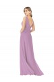 Staubiger Lavendel A-Linien V-Ausschnitt Chiffon Lange Brautjungfernkleider Hersteller