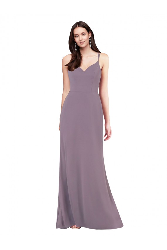 Staubiger Lavendel Etui Chiffon Lange Formale Brautjungfernkleider / Abendkleider Hersteller