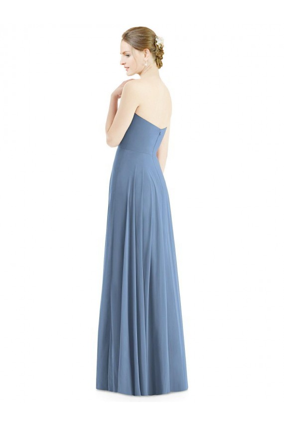 Staubiges Blau A-Linien Chiffon Lange Brautjungfernkleider Hersteller