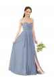 Staubiges Blau A-Linien Chiffon Lange Brautjungfernkleider Hersteller