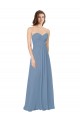 Staubiges Blau A-Linien Chiffon Lange Brautjungfernkleider Hersteller