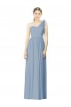 Staubiges Blau A-Linien Eine-Schulter Chiffon Lange Brautjungfernkleider Hersteller