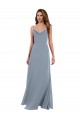 Staubiges Blau A-Linien Haube Ausschnitt Chiffon Lange Brautjungfernkleider Hersteller