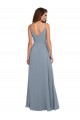 Staubiges Blau A-Linien Haube Ausschnitt Chiffon Lange Brautjungfernkleider Hersteller