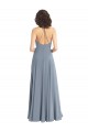 Staubiges Blau A-Linien Neckholder Haube Ausschnitt Chiffon Lange Brautjungfernkleider Hersteller