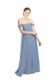 Staubiges Blau A-Linien Off-Schulter Chiffon Lange Brautjungfernkleider Hersteller