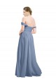 Staubiges Blau A-Linien Off-Schulter Chiffon Lange Brautjungfernkleider Hersteller