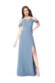 Staubiges Blau A-Linien Off-Schulter Chiffon Lange Brautjungfernkleider Hersteller