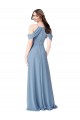 Staubiges Blau A-Linien Off-Schulter Chiffon Lange Brautjungfernkleider Hersteller