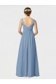 Staubiges Blau A-Linien Spaghetti-Träger Chiffon Lange Brautjungfernkleider Hersteller