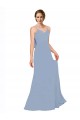Staubiges Blau A-Linien Spaghetti-Träger Chiffon Lange Brautjungfernkleider Hersteller
