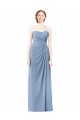 Staubiges Blau A-Linien Trägerlos Chiffon Lange Brautjungfernkleider Hersteller