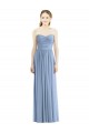 Staubiges Blau A-Linien Trägerlos Chiffon Lange Brautjungfernkleider Hersteller