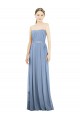 Staubiges Blau A-Linien Trägerlos Chiffon Lange Brautjungfernkleider Hersteller