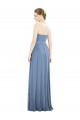 Staubiges Blau A-Linien Trägerlos Chiffon Lange Brautjungfernkleider Hersteller