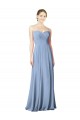 Staubiges Blau A-Linien Trägerlos Chiffon Lange Brautjungfernkleider Hersteller