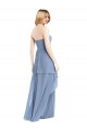 Staubiges Blau A-Linien Trägerlos Chiffon Lange Brautjungfernkleider Hersteller