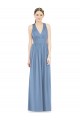 Staubiges Blau A-Linien V-Ausschnitt Chiffon Lange Brautjungfernkleider Hersteller