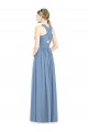 Staubiges Blau A-Linien V-Ausschnitt Chiffon Lange Brautjungfernkleider Hersteller