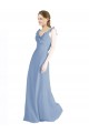 Staubiges Blau A-Linien V-Ausschnitt Chiffon Lange Brautjungfernkleider Hersteller