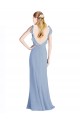 Staubiges Blau A-Linien V-Ausschnitt Chiffon Lange Brautjungfernkleider Hersteller