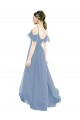 Staubiges Blau A-Linien V-Ausschnitt Chiffon Lange Brautjungfernkleider Hersteller