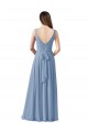 Staubiges Blau A-Linien V-Ausschnitt Chiffon Lange Brautjungfernkleider Hersteller