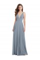 Staubiges Blau A-Linien V-Ausschnitt Chiffon Lange Brautjungfernkleider Hersteller