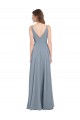 Staubiges Blau A-Linien V-Ausschnitt Chiffon Lange Brautjungfernkleider Hersteller