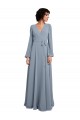 Staubiges Blau A-Linien V-Ausschnitt Chiffon Lange Brautjungfernkleider Hersteller