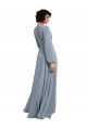 Staubiges Blau A-Linien V-Ausschnitt Chiffon Lange Brautjungfernkleider Hersteller