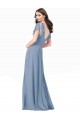 Staubiges Blau A-Linien V-Ausschnitt Chiffon Lange Brautjungfernkleider / Abiballkleider Hersteller