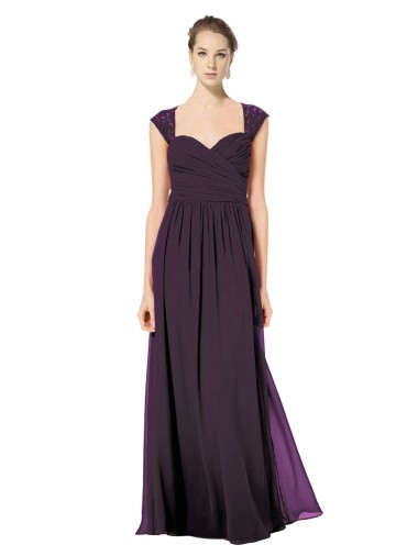 Traube A-Linien Chiffon Spitze Lange Brautjungfernkleider Hersteller