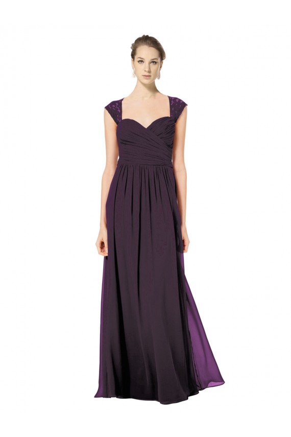 Traube A-Linien Chiffon Spitze Lange Brautjungfernkleider Hersteller