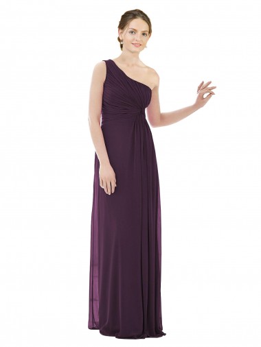Traube A-Linien Eine-Schulter Chiffon Lange Brautjungfernkleider Hersteller