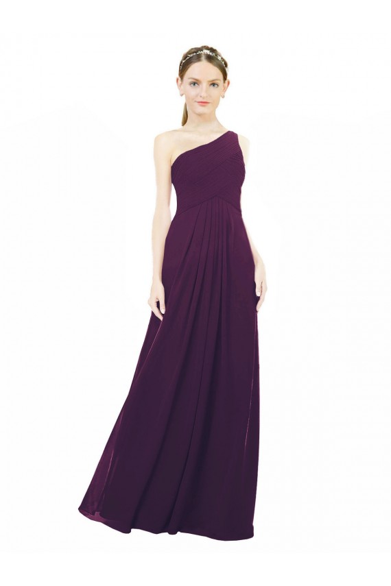 Traube A-Linien Eine-Schulter Chiffon Lange Brautjungfernkleider Hersteller