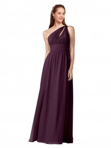Traube A-Linien Eine-Schulter Chiffon Lange Brautjungfernkleider Hersteller
